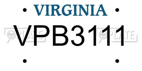 VPB3111 Virginia License Plate