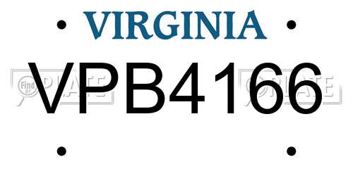 VPB4166 Virginia License Plate