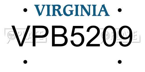 VPB5209 Virginia License Plate