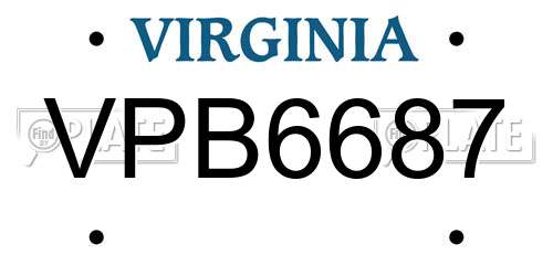 VPB6687 Virginia License Plate