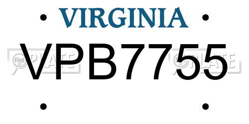 VPB7755 Virginia License Plate