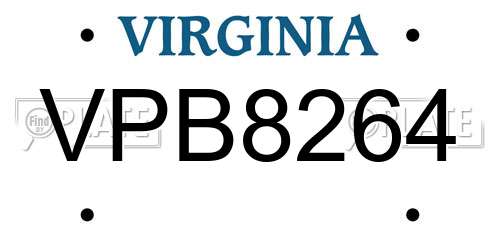 VPB8264 Virginia License Plate