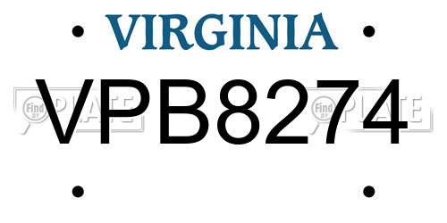 VPB8274 Virginia License Plate