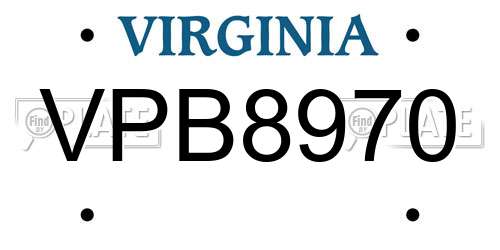 VPB8970 Virginia License Plate