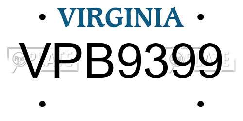 VPB9399 Virginia License Plate