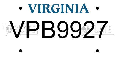 VPB9927 Virginia License Plate
