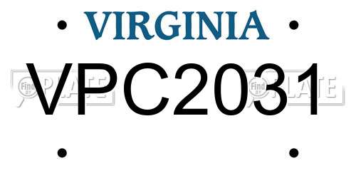 VPC2031 Virginia License Plate