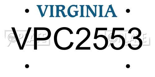 VPC2553 Virginia License Plate