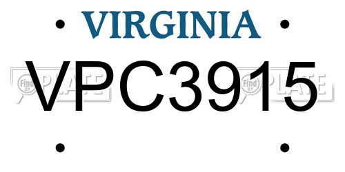 VPC3915 Virginia License Plate