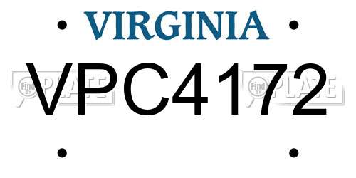 VPC4172 Virginia License Plate
