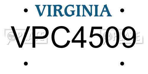 VPC4509 Virginia License Plate