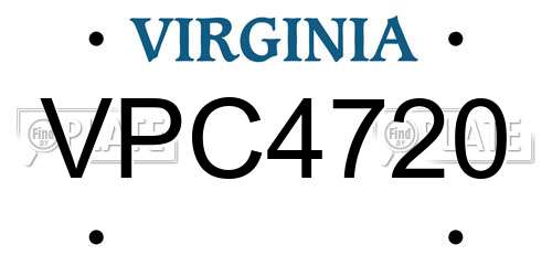 VPC4720 Virginia License Plate