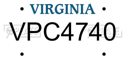 VPC4740 Virginia License Plate
