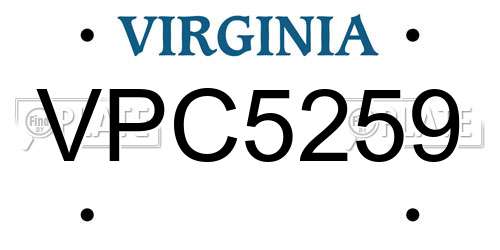 VPC5259 Virginia License Plate