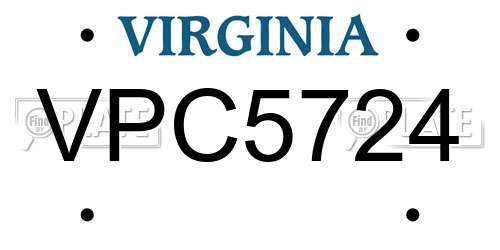 VPC5724 Virginia License Plate
