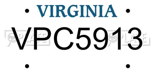 VPC5913 Virginia License Plate