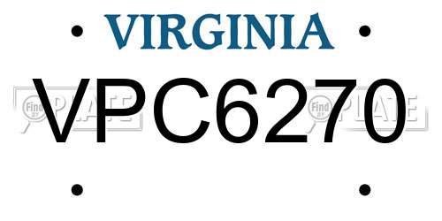 VPC6270 Virginia License Plate