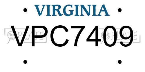 VPC7409 Virginia License Plate