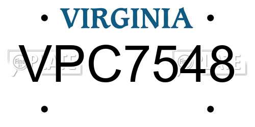 VPC7548 Virginia License Plate