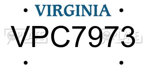 VPC7973 Virginia License Plate