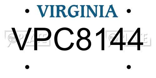 VPC8144 Virginia License Plate