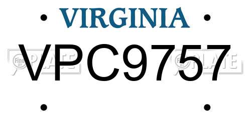 VPC9757 Virginia License Plate
