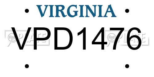 VPD1476 Virginia License Plate