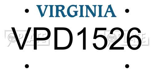 VPD1526 Virginia License Plate
