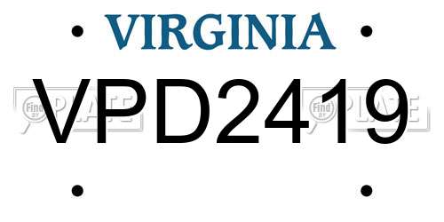 VPD2419 Virginia License Plate