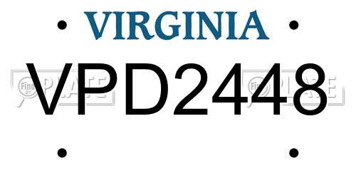 VPD2448 Virginia License Plate