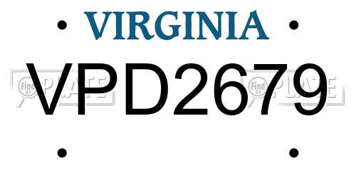 VPD2679 Virginia License Plate