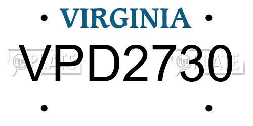 VPD2730 Virginia License Plate