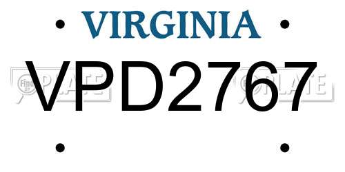 VPD2767 Virginia License Plate