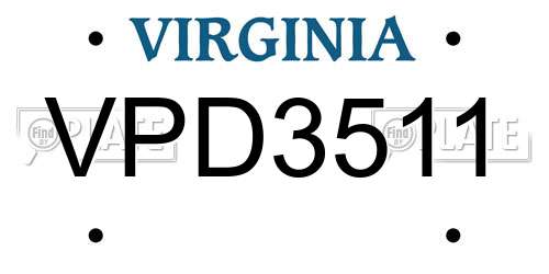 VPD3511 Virginia License Plate