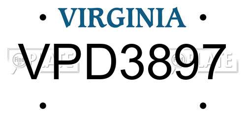 VPD3897 Virginia License Plate
