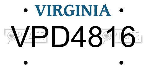 VPD4816 Virginia License Plate