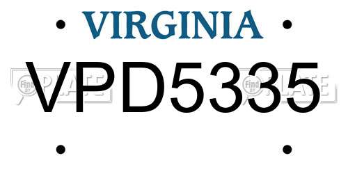 VPD5335 Virginia License Plate