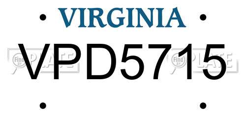 VPD5715 Virginia License Plate