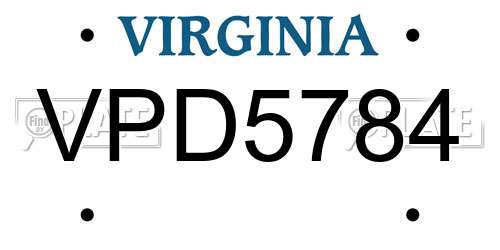 VPD5784 Virginia License Plate