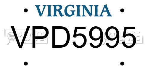 VPD5995 Virginia License Plate