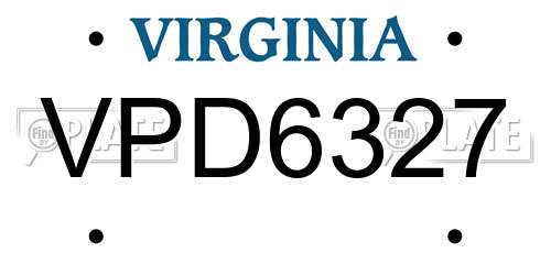 VPD6327 Virginia License Plate