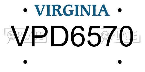 VPD6570 Virginia License Plate