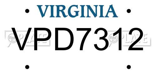 VPD7312 Virginia License Plate