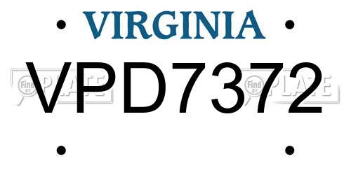 VPD7372 Virginia License Plate