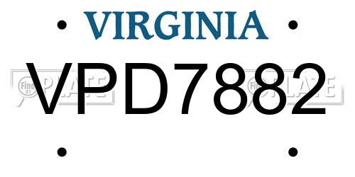 VPD7882 Virginia License Plate