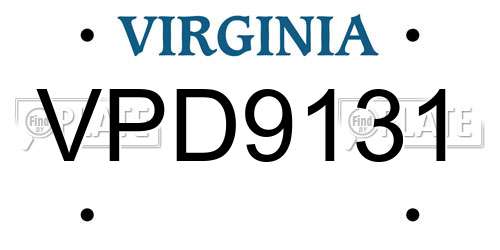 VPD9131 Virginia License Plate