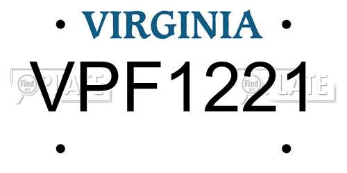 VPF1221 Virginia License Plate