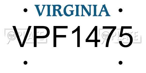 VPF1475 Virginia License Plate