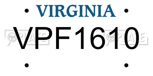 VPF1610 Virginia License Plate