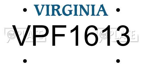 VPF1613 Virginia License Plate